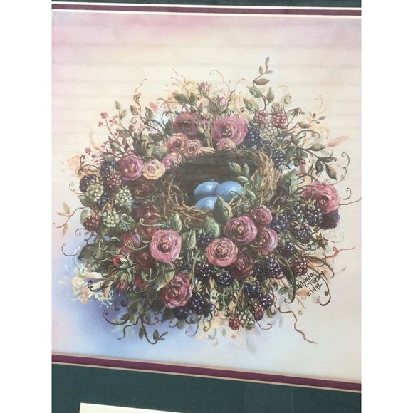 Glynda Turley “Love Builds the Strongest Nest” Framed Blue Eggs In Floral Nest - Picture 6 of 10